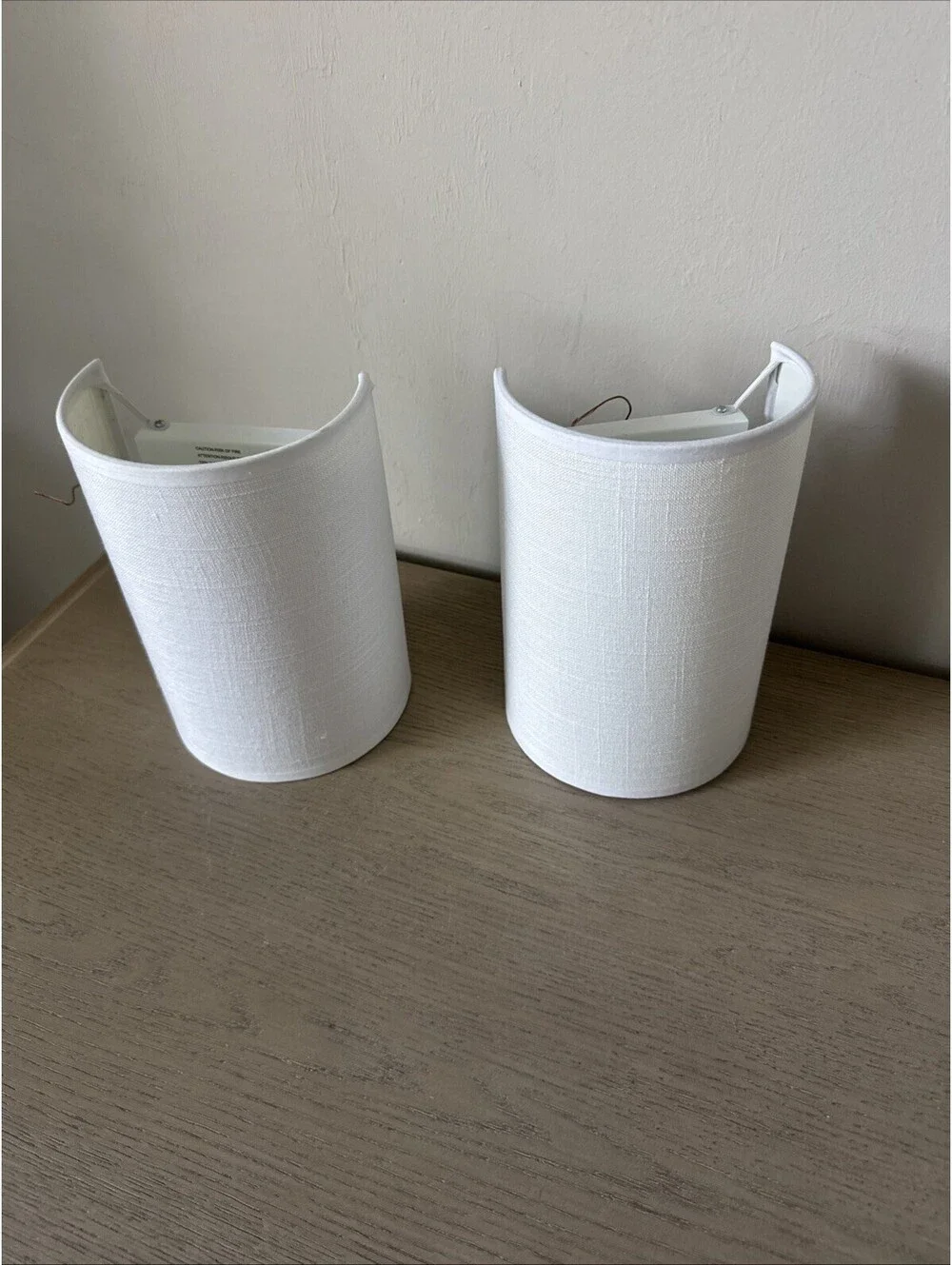 Pair Of Wall Sconce Lighting White Fabric Decor, Industrial Vintage NEW